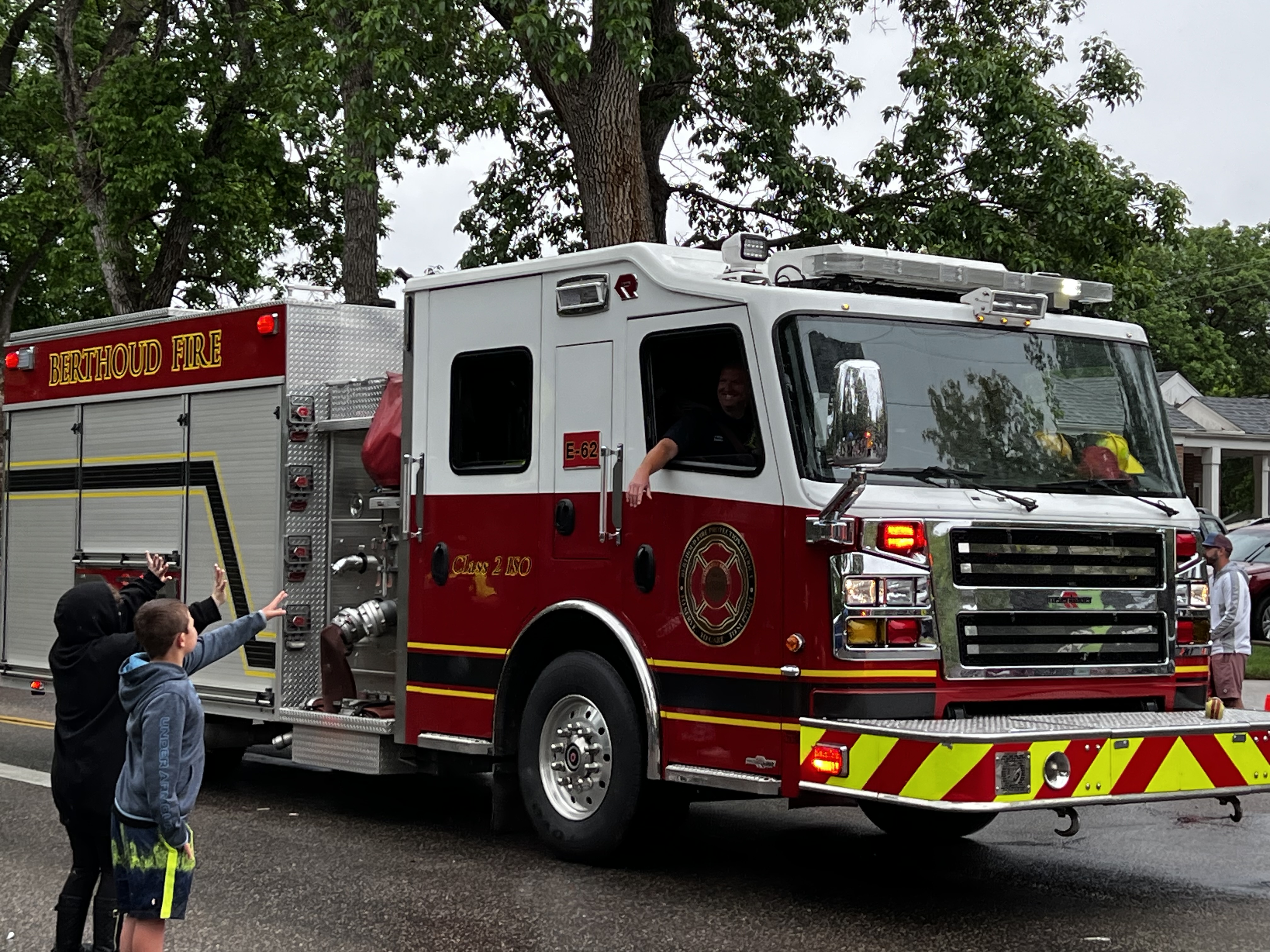 Berthoud Fire truck in the 2023 Berthoud Day parade