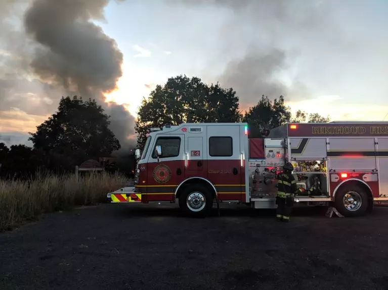 Berthoud Fire Engine on scene with smoke